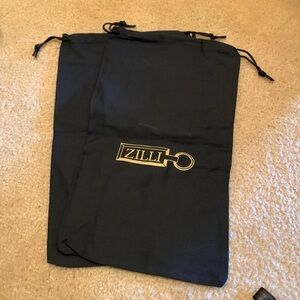 NEW ZILLI Black Shoe Dust Bags with Logo Made in Italy